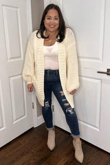 Cream Cable Knit Front Pocket Cardigan