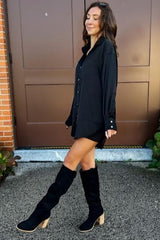 Black Satin Button Up Blouse