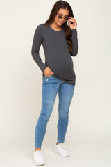 Charcoal Basic Long Sleeve Top