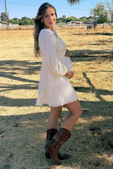 Beige Crochet Lace Button Front Maternity Dress