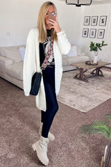 Cream Pocketed Knit Cardigan