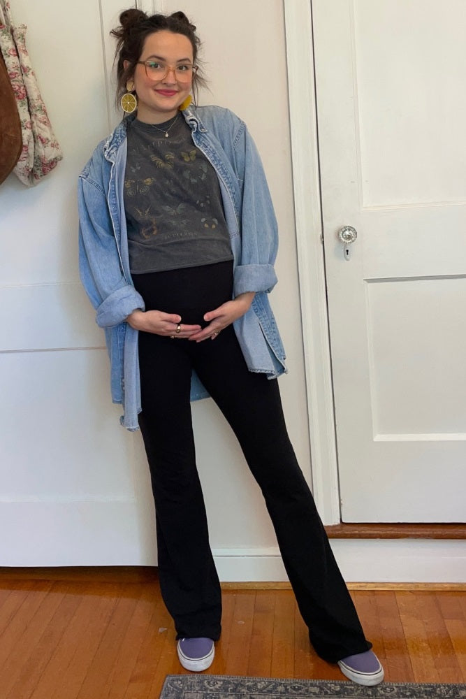 Black Flared Maternity Leggings