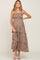 Camel Floral Sleeveless Tiered Maternity Maxi Dress
