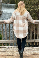 Beige Plaid Brushed Long Shacket