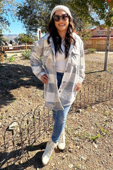 Grey Plaid Brushed Long Shacket