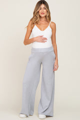 Heather Grey Wide Leg Fray Hem Maternity Sweatpants