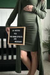 Olive Ribbed Cardigan 2 Piece Maternity Set