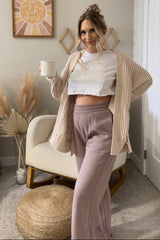 Beige Chunky Knit Oversized Maternity Cardigan