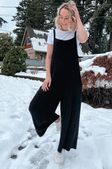 Black Sleeveless Pocketed Wide Leg Jumpsuit