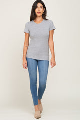 Heather Grey Basic Crew Neck Tee