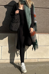 Black Ribbed Jumpsuit Two Piece Set