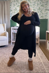 Black Ribbed Maternity Jumpsuit Two Piece Set