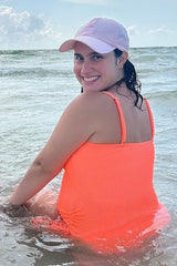 Coral Ribbed Cinched Side Tie One Piece Swimsuit