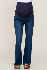Navy Blue Maternity Flare Leg Jeans