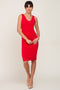 Red Basic V-Neck Sleeveless Dress