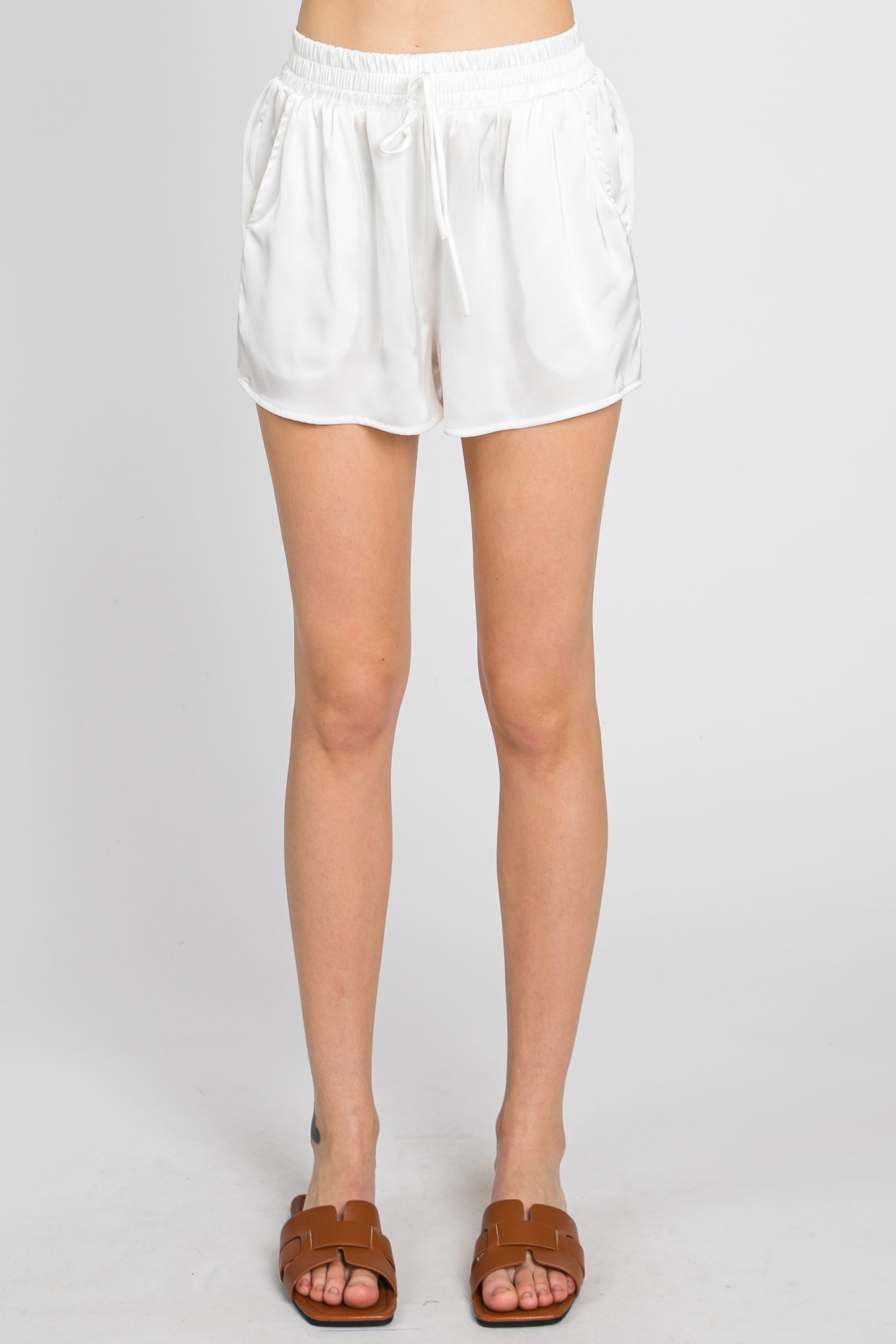 Ivory Button Up and Short Satin Set