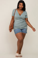 Mint Wrap Front Plus Nursing Top
