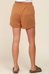 Camel Drawstring Waist Shorts