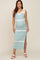 Mint Green Striped Ribbed Sleeveless Knit Maternity Dress