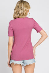 Mauve Ribbed Wrap Front Nursing Top
