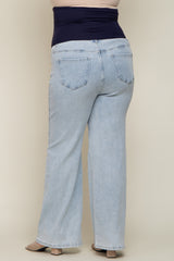 Light Blue Basic Maternity Plus Wide Leg Jeans