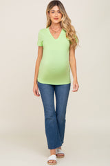 Lime Basic V-Neck Maternity Tee