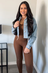 Brown Ribbed Bodycon Jumpsuit