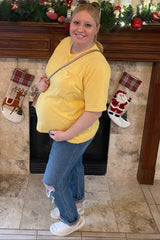 Blue Distressed Knee Rolled Hem Maternity Straight Leg Jeans