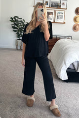 Black Cropped Pant Set