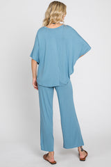 Blue Cropped Pant Set