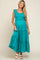 Turquoise Smocked Ruffle Tier Maternity Maxi Dress