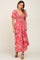 Magenta Floral Front Twist Maxi Dress