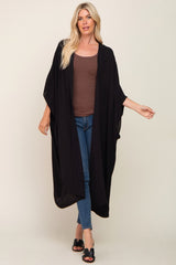 Black Open Front Long Coverup