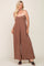 Mocha Strapless Front Twist Jumpsuit