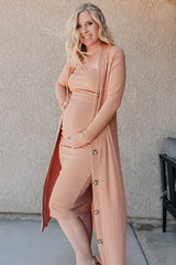 Camel Ribbed Maternity Dress Set