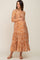 Rust Floral Tiered Maternity Midi Dress