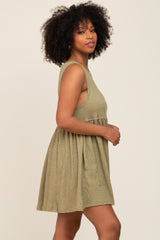 Olive Sleeveless Babydoll Mini Dress