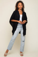 Black Fringe Dolman Sleeve Cover Up