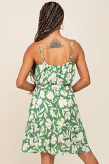 Green Floral Ruffle Dress