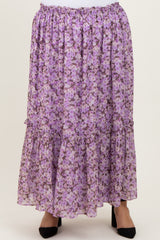 Lavender Smocked Waist Tiered Plus Maxi Skirt