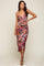 Multicolor Floral Lace Up Wrap Midi Dress