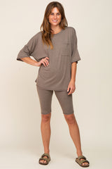 Mocha Biker Short Sleep Set