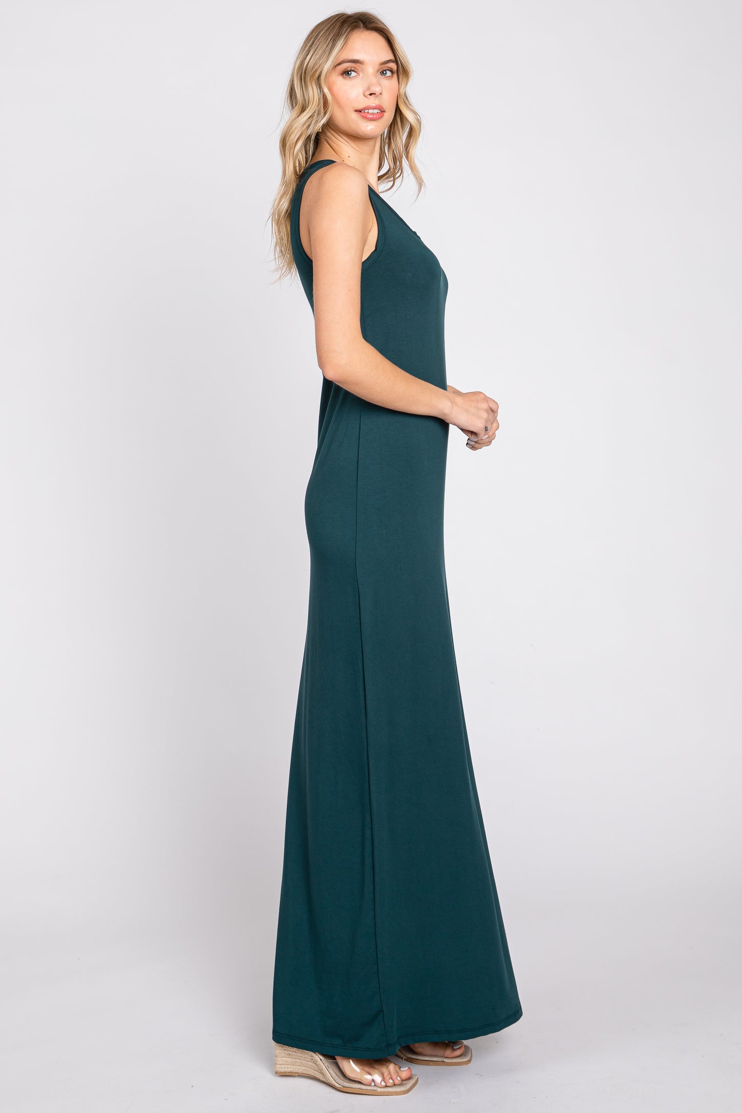 Forest Green Soft Knit Maxi Dress