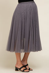 Charcoal Tulle Maternity Midi Skirt