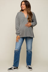 Olive Mineral Washed Terry Knit Top
