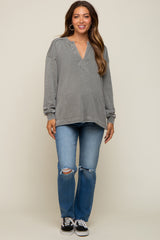 Olive Mineral Washed Terry Knit Top