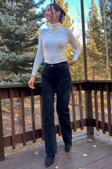 Cream Ribbed Fitted Long Sleeve Top