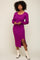 Purple Side Slit Sweater Knit Midi Dress