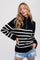 Black Striped Half Zip Sweater