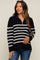 Black Striped Half Zip Maternity Sweater